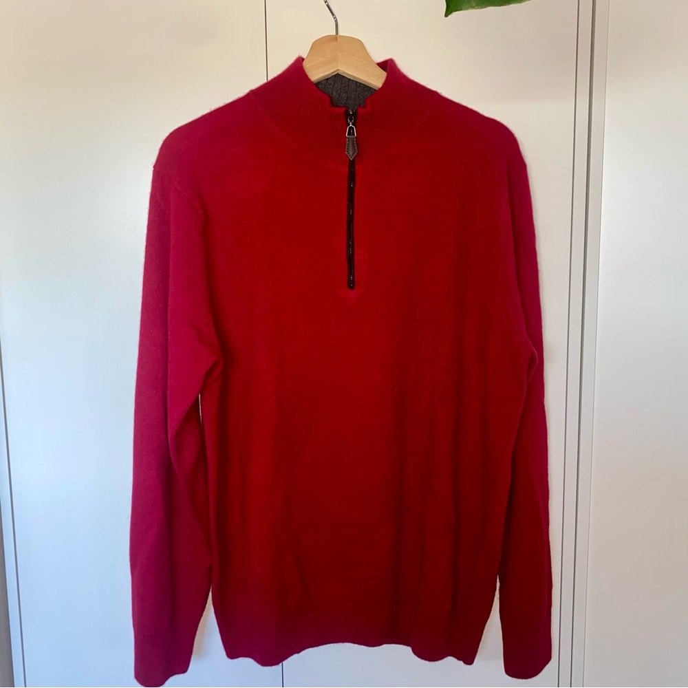 NWT Men’s The Cashmere Project Red Quarter Zip